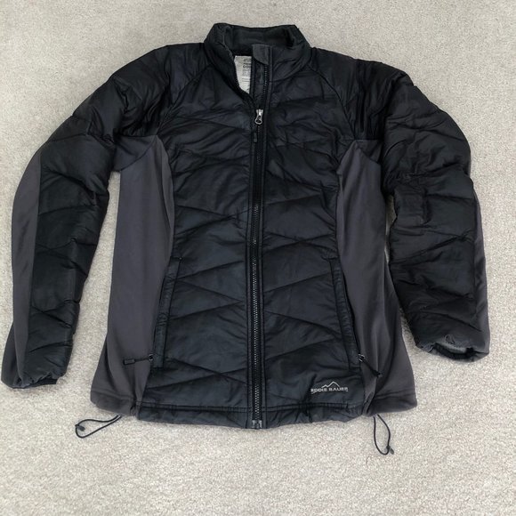 Eddie Bauer Goose Down Jacket Women's size Medium + Swarovs Heart Button Covers - Picture 1 of 10